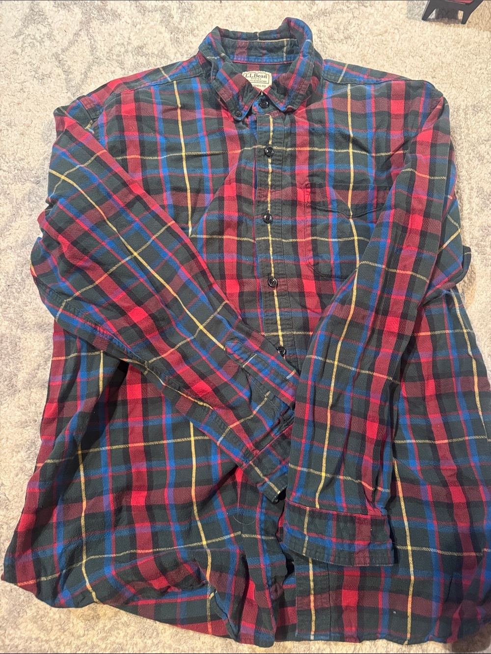 Vintage L.L. Bean Flannel Shirt Mens XL Reg traditional fit Plaid Button Down